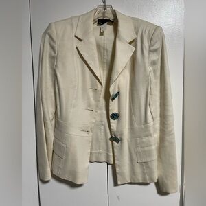 Vintage 80s Cream Blazer with Unique Button Accents